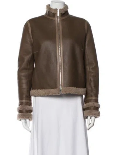 Pre-owned The Row Niedton Leather Biker Jacket In Brown