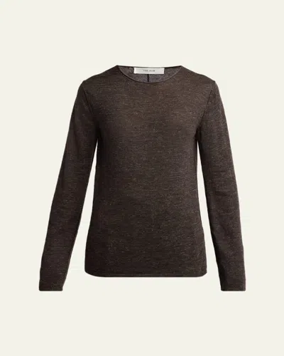 The Row Nile Cashmere, Silk, And Linen Long-sleeve Top In Black