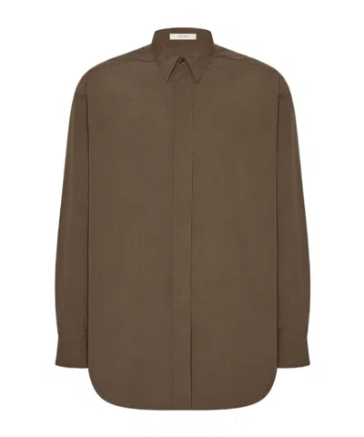 The Row Nilo Cotton Shirt In Brown