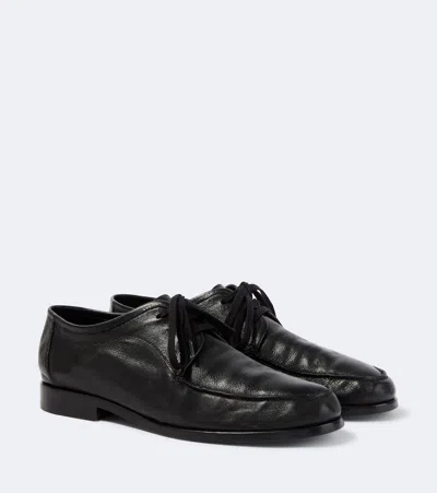 The Row Nino Leather Derby Shoes In Black