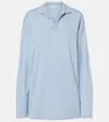 The Row Melange Light Blue Cotton Blend Niosa Polo Shirt