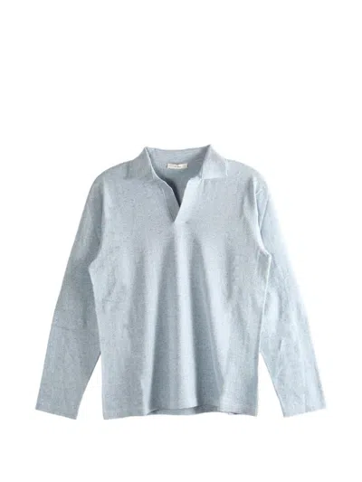 The Row Niosa Cotton And Linen Sweater In Blue
