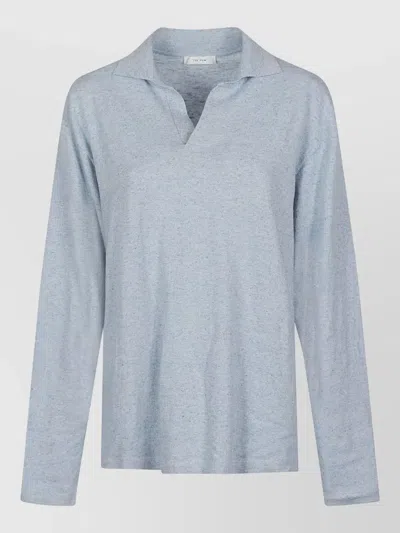 The Row Melange Light Blue Cotton Blend Niosa Polo Shirt