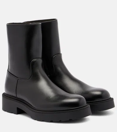The Row Nobilis Leather Ankle Boots In Black