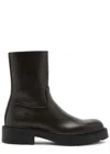 The Row Nobilis Chunky Leather Ankle Boots In Brown