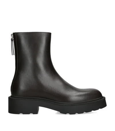 The Row Nobilis Fast Leather Ankle Boots In Black