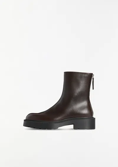 The Row Nobilis Fast Leather Boot In Brown