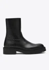 The Row Nobilis Chunky Leather Ankle Boots In Black