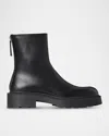 The Row Nobilis Leather Ankle Boots In Black
