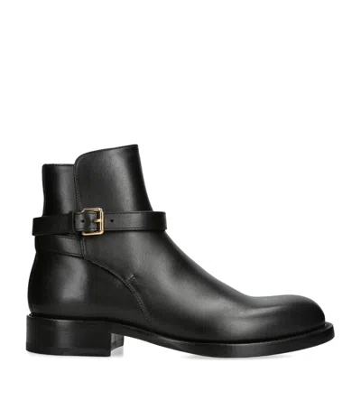The Row Nobilis Leather Ankle Boots In Black