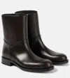 The Row Nobilis Leather Ankle Boots In Dark Brown