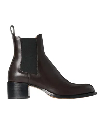 The Row Nobilis Practical Boots In Polished Calf Leather In Brown