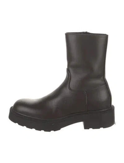 Pre-owned The Row Nobilis Leather Combat Boots In Black