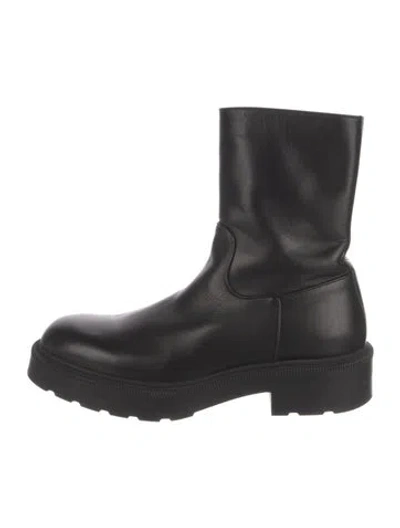 Pre-owned The Row Nobilis Leather Combat Boots In Black