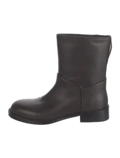 Pre-owned The Row Nobilis Leather Moto Boots In Gray