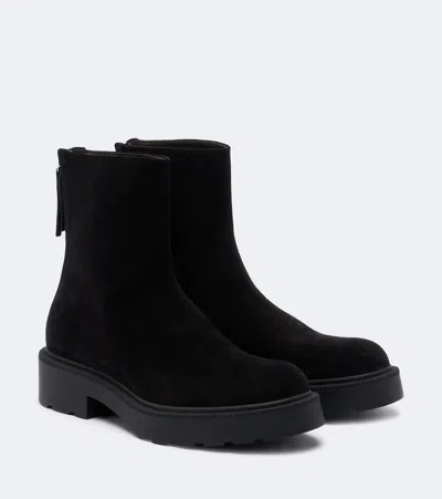 The Row Nobilis Suede Ankle Boots In Black