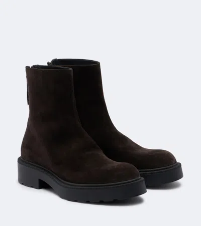 The Row Nobilis Suede Ankle Boots In Brown