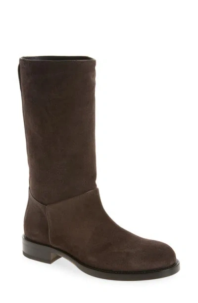 The Row Nobilis Suede Riding Boot In Brown