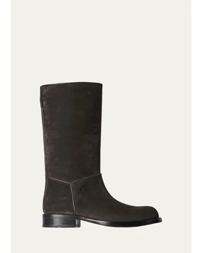 The Row Nobilis Suede Riding Boots In Burgundy