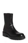 The Row Leather Short Moto Boots In Black