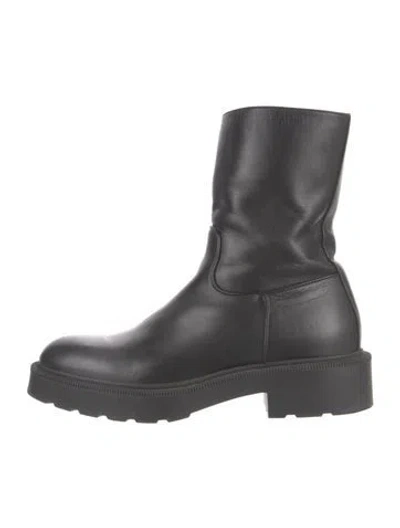 Pre-owned The Row Nobilis Tr Leather Combat Boots In Black