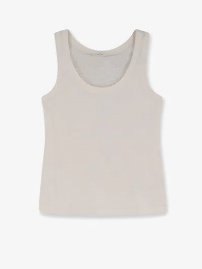 The Row Nobue Tank Top In Cotton And Linen Blend In White