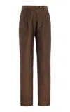 The Row Norbert Mohair-wool Melange Straight-leg Pants In Brown