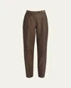 The Row Norbert Pleated Mohair Wool Pants In Dark Beige