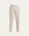 The Row Norbert Pleated Wool Cashmere Pants In Light Pebble