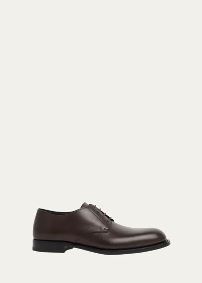 The Row Novus Leather Derby Loafers In Dark Brown