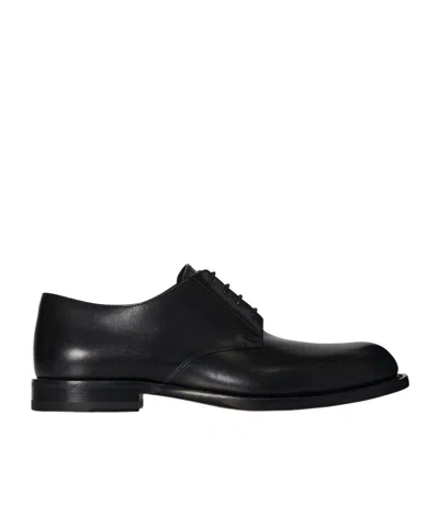 The Row Novus Leather Derby Shoes In Black