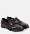 The Row Leather Loafers Stitched Detailing In Dark Brown