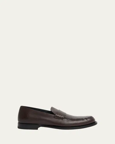 The Row Novus Leather Slip-on Loafers In Black
