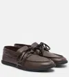 The Row Novus Sailor Leather Boat Shoes In Brown
