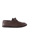 The Row Novus Sailor Leather Boat Shoes In Brown
