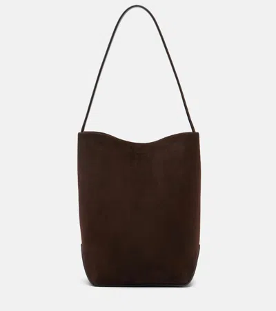 The Row N/s Park Edge Medium Suede Tote Bag In Brown