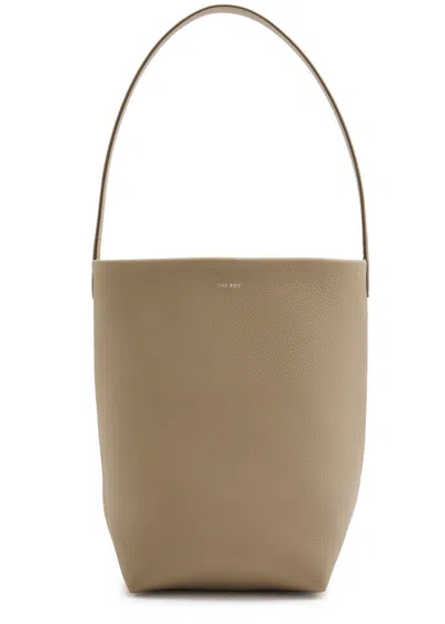 The Row N/s Park Medium Leather Tote In Taupe