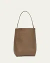 The Row N/s Park Tote Large In Lux Grained Calfksin In Dark Taupe