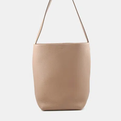 Pre-owned The Row N/s Park Tote Medium Dark Taupe Calfskin Leather Hobo Bag In Beige