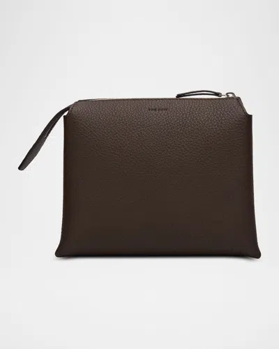 The Row Nu Mini Twin Crossbody Bag In Grain Leather In Brown