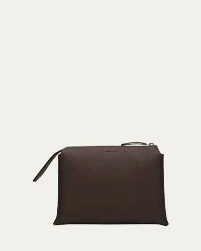 The Row Nu Mini Twin Crossbody Bag In Grain Leather In Brown