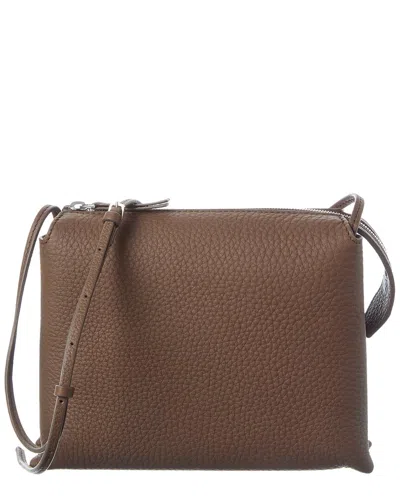 The Row Nu Mini Twin Leather Crossbody In Brown