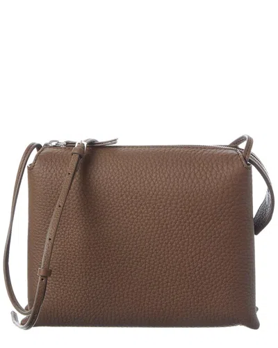 The Row Nu Mini Twin Leather Crossbody In Brown