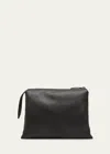 The Row Nu Twin Crossbody Bag In Saddle Grain Leather In Black Pld