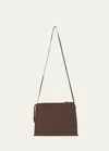 The Row Nu Twin Crossbody Bag In Grained Calfskin In Dark Olive