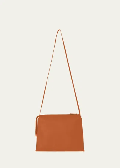 The Row Nu Twin Crossbody Bag In Grained Calfskin In Brown