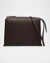 The Row Nu Twin Crossbody Bag In Saddle Grain Leather In Brunette