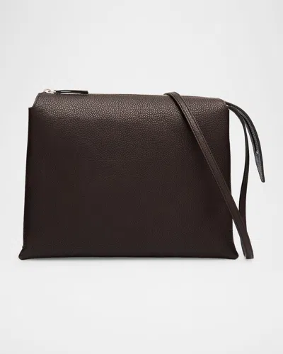 THE ROW NU TWIN CROSSBODY BAG IN SADDLE GRAIN LEATHER