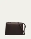 The Row Nu Twin Crossbody Bag In Saddle Grain Leather In Brunette Ans