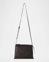 The Row Nu Twin Crossbody Bag In Saddle Grain Leather In Military Beige